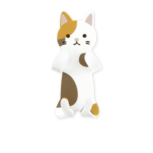 フック 吸着 スティッキーフレンズ アニマル かわいい はがせる 吸着式フック ミケネコ 色鮮やかなデザインの猫型フックが取り付けられた様子