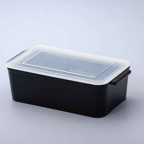 弁当箱　コレト　ランチボックス　本体　鋳物風 黒色の鋳物風仕上げが施された正面のデザインが際立つランチボックス