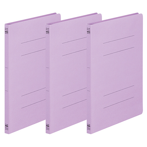 ﾌﾗｯﾄﾌｧｲﾙ(ﾉﾝｽﾃｰﾌﾟﾙ) A4ﾀﾃ 150枚収容 背幅18mm 紫 1ﾊﾟｯｸ(3冊)画像