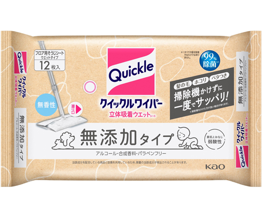クイックルワイパー 立体吸着ウエットシート 無添加タイプ 12枚入画像