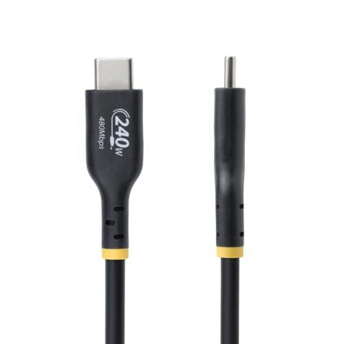 USB-C充電ケーブル　3m　オス・オス　ブラック　1本 巻き取り式のケーブルが真上から見える状態