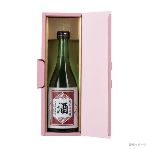 贈答箱 K-1491 エスポアさくら シャンパン・ワイン兼用 1本 ヤマニパッケージ 美しい桜模様が施された贈答箱の側面が見える状態
