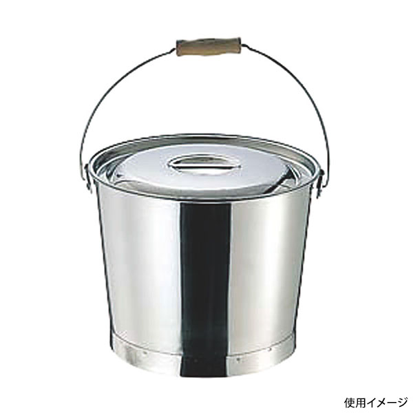 18-8プレスバケツ 15L(木柄取手) 大屋金属画像