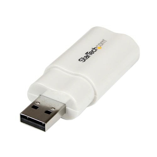 USBオーディオ/サウンド変換アダプタカード　ホワイト　1個 コンパクトなデザインのホワイトカラーのアダプタが正面から見える状態