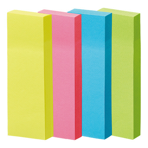 強粘着ふせん 75×25mm ﾋﾞﾋﾞｯﾄﾞｶﾗｰ･4色 1ﾊﾟｯｸ(20冊)画像