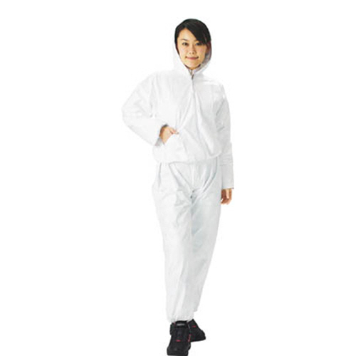 ﾀｲﾍﾞｯｸ製保護服ﾌｰﾄﾞ付上下ｾｯﾄ XL寸 1着画像