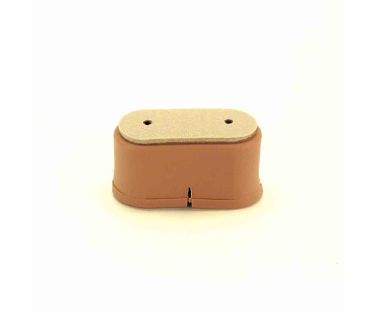 ワイドフェルトキャップ　長丸脚用　22-28mm×55-60mm　薄茶　4個入 商品が整然と並んだ状態で、薄茶色のキャップが際立つ。