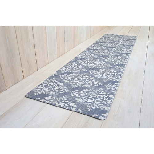 キッチンマット　240cm　拭ける　PVCキッチンマット　45×240cm　クラシーク 淡い色合いの滑らかな表面が広がり、端が軽く巻かれた状態。