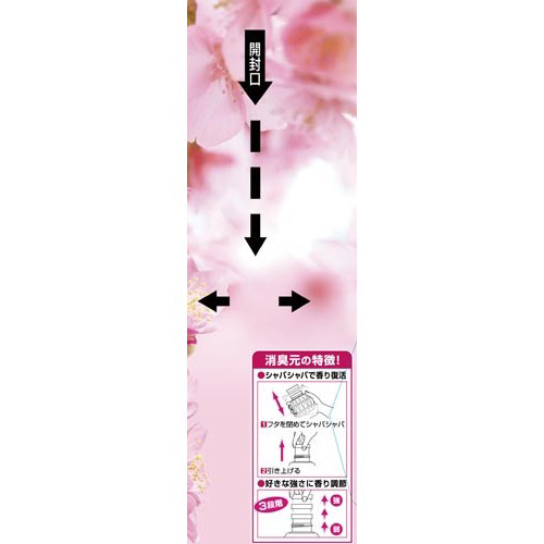 トイレの消臭元 さくらの香り 400ml パッケージが上から撮影され、キャップ部分が見える状態