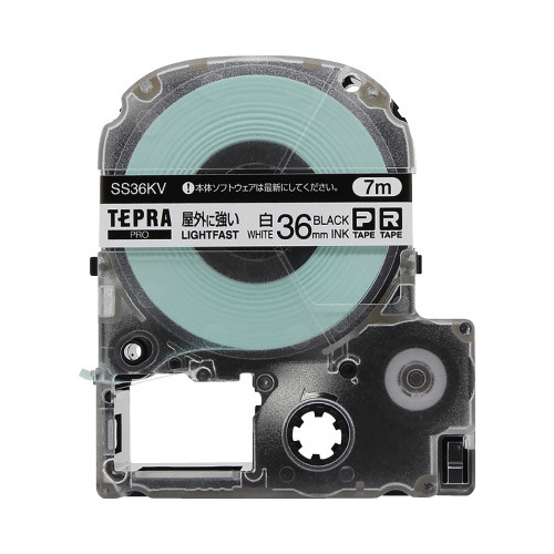 屋外に強いラベル　３６ｍｍ幅　黒文字／白ラベル