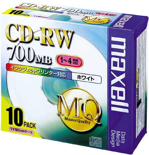 ＣＤ－ＲＷデータ用　４倍速　ＩＪ対応　１０枚Ｐ画像