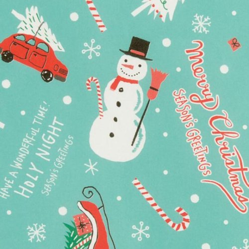 クリスマスミントブルー 包装紙-1(全紙)(50枚) ヘッズ画像
