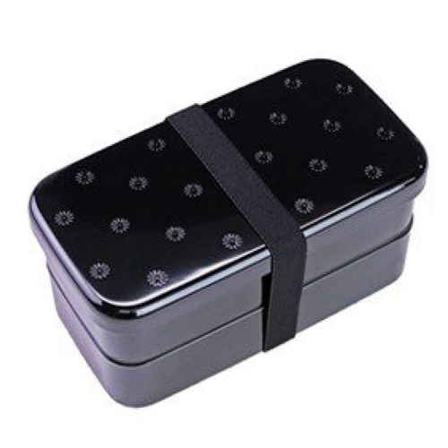 お弁当箱 長角弁当箱 2段 500ml 和MON ディープカラー 黒菊文様画像