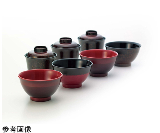 吸物椀（身） 溜内うるみ 103×69mm 10個入 滑らかな表面を持つ黒い椀が整然と並んでいる。
