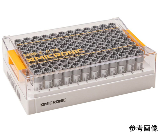 2Dバーコード付クライオチューブ Hybrid External thread 0.75mL ラック入 W1Dタイプ（側面1Dバーコード付き）1セット（96本×10ラック入）画像