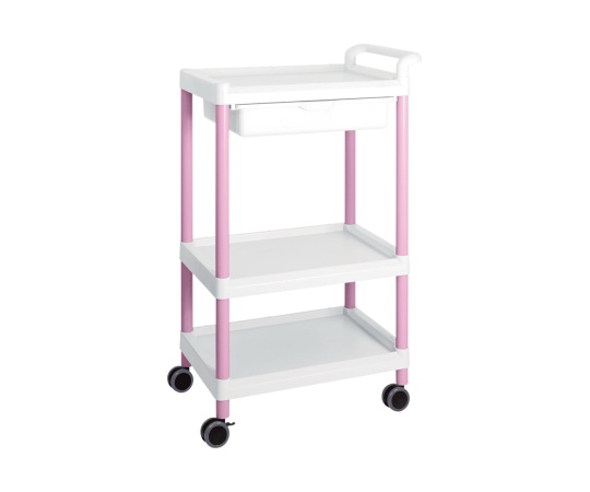 モバイルイージーカート（トールタイプ／ワイド32）　3段　引出しあり (ピンク)画像