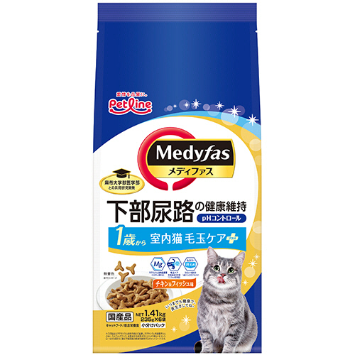 ﾒﾃﾞｨﾌｧｽ 室内猫 毛玉ｹｱﾌﾟﾗｽ 1歳から ﾁｷﾝ&ﾌｨｯｼｭ味 (235g×6袋) 1ﾊﾟｯｸ画像
