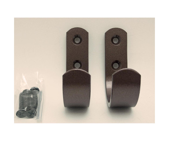 カラーフック　J1　茶　幅16mm×高さ54mm×厚さ3mm　2個入 ブラウンのカラーフックが整然と並ぶパッケージの側面