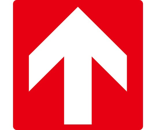 階段蹴込み板用標示ステッカー　矢印　STPS-7　赤　100×100mm　4枚組　エンビ画像