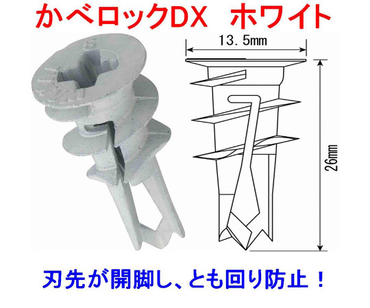 石膏ボード用　カベロックD×　なべ4×25付　2個入 パッケージが斜めから見える状態で、留め具が一部見えている様子