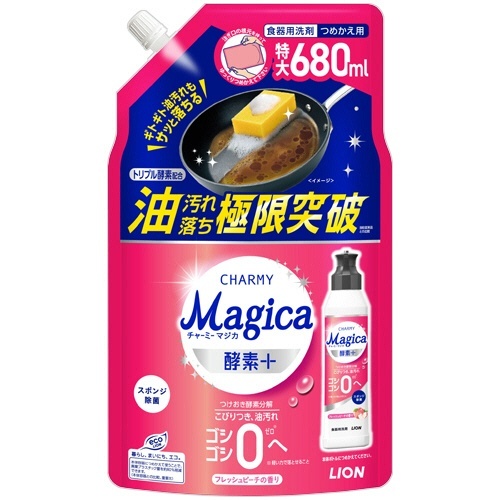 チャーミー Magica 酵素+ フレッシュピーチの香り つめかえ用 特大 680mL 1個画像