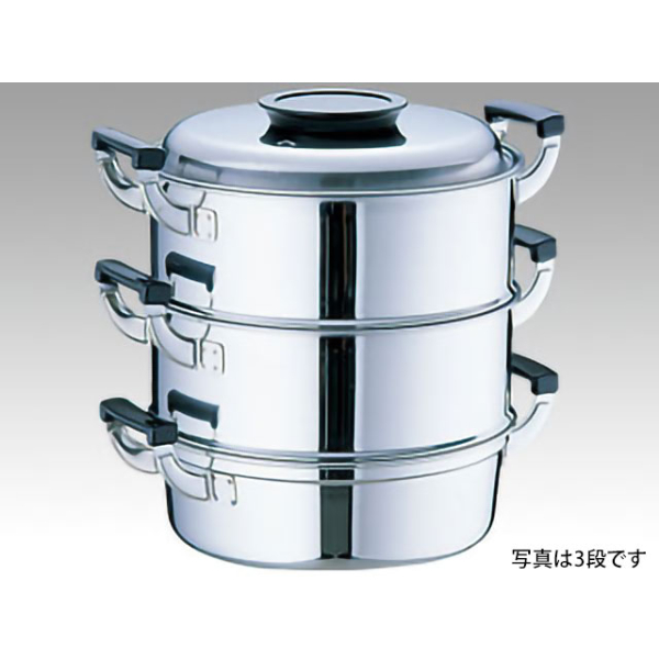 中華用品 桃印18-0丸型蒸器27cm 2段画像