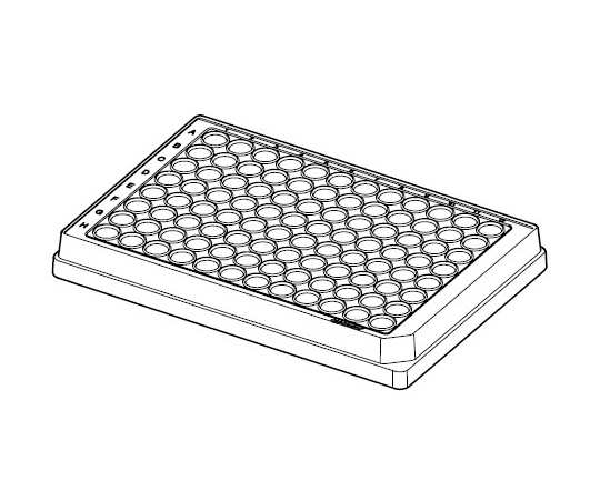 Microplate 96/F, カラーレス, RecoverMax® ウェルデザイン, PCR clean, 80 枚（5袋×16 枚） ウェルプレートの側面がクリアに映し出され、底部には使いやすいフラットデザインが浮かび上がっている状態