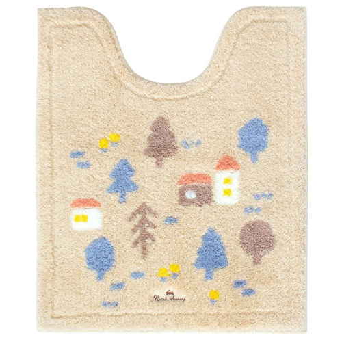 トイレマット ナタルシーナリー 約75×63cm ロングトイレマット ベージュ画像