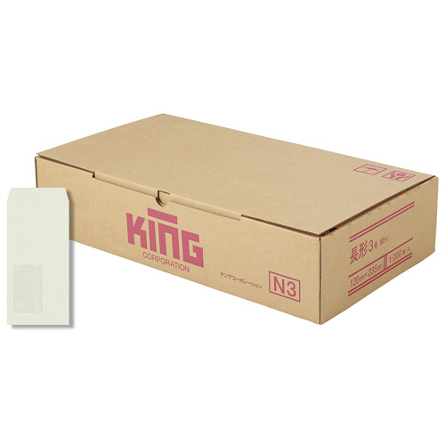 窓明No.24 Hiｿﾌﾄｶﾗｰ 長3 口のり無 80g 〒枠無 ｾﾝﾀｰ貼 ｸﾞﾚｰ 1ｹｰｽ(1000枚)画像