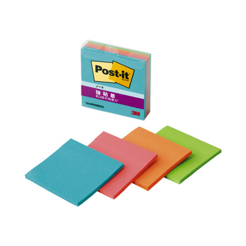強粘着ノートマルチカラー１　７５×７５　４冊画像