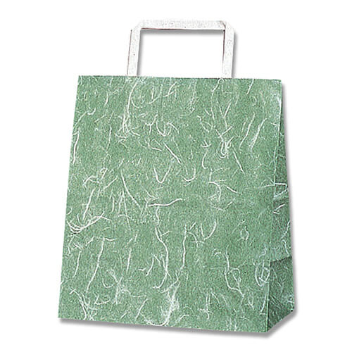 手提げ紙袋（雲竜緑・平紐・幅220×マチ130×高さ255mm）画像