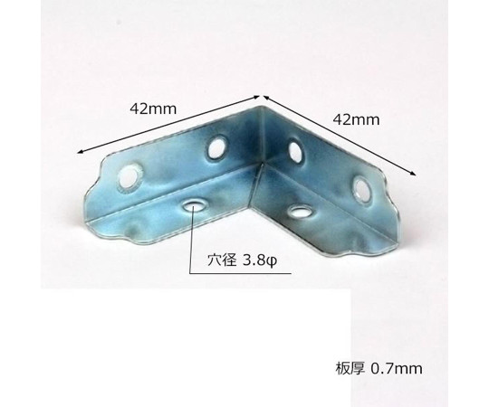 ユニクロ隅金　二方面　42mm　4枚入 裏面に印刷された使用説明が見える状態