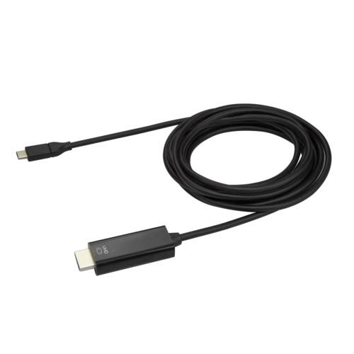 USB　TypeC-HDMI変換ケーブル　3m　4K/60Hz　ブラック　1本 ケーブルの全長がわかるように広げられている様子