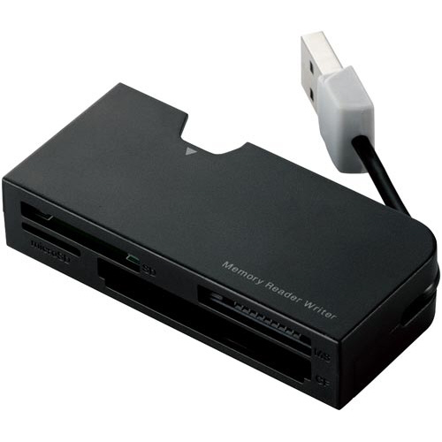 カードリーダー　ＵＳＢ２．０　ケーブル収納　黒画像