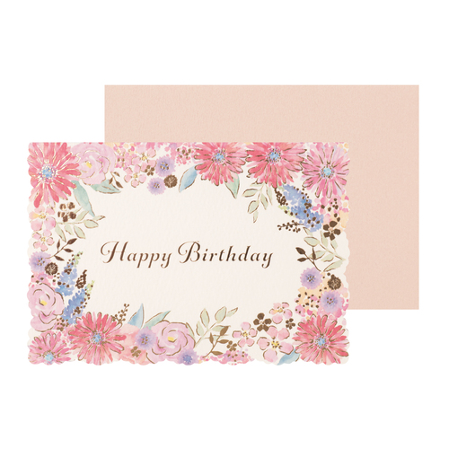バースデーカード フラワーピンク（中紙付き）画像