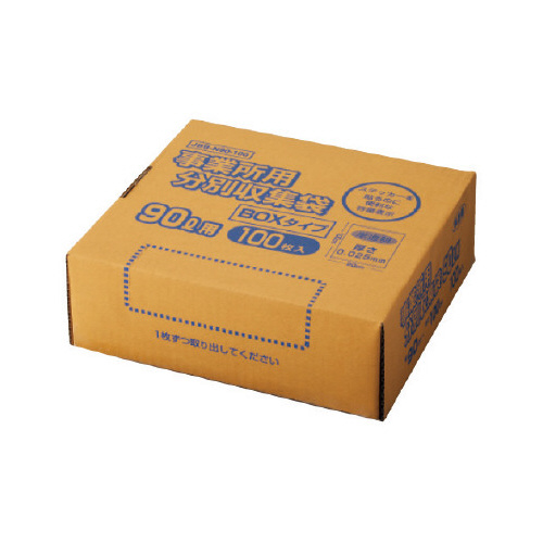 高密度容量表示事業所用ゴミ袋９０Ｌ箱　１００枚×４