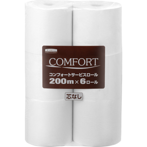 クレシア　トイレットペーパー　コンフォート　サービスロール　２００ＭＸ６ロール　芯なし