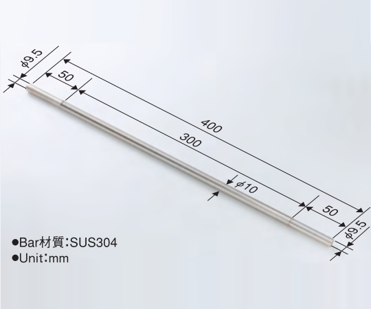 ノンワイヤーバーコーター（厚膜・高粘度塗工仕様） φ9.5×400mm #37 細長い形状のブラシ部分が目立つ製品、持ち手は太く握りやすいデザイン。