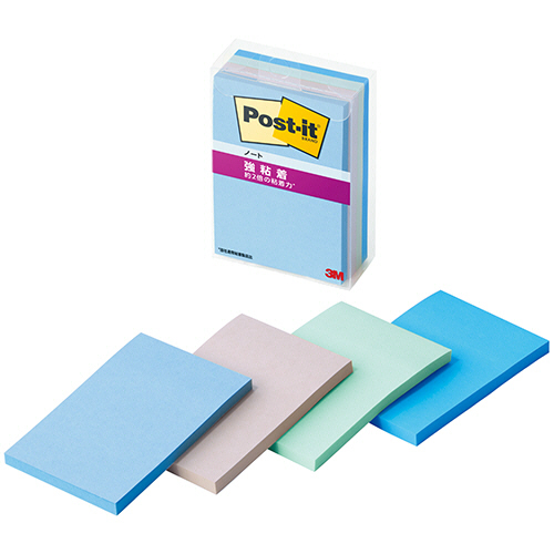 ﾎﾟｽﾄ･ｲｯﾄ 強粘着ﾉｰﾄ ﾏﾙﾁｶﾗｰ2 75×50mm 4色 1ｾｯﾄ(40冊:4冊×10ﾊﾟｯｸ)画像