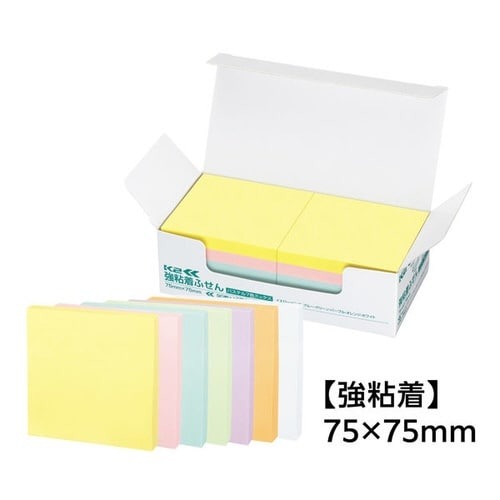 強粘着ふせん　Ｋ２　７５×７５　パステル混色１０冊画像