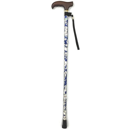 ステッキ　ベーシック　折り畳みS　花柄青　1本画像