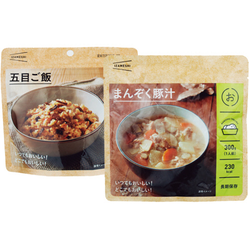 ｲｻﾞﾒｼ 五目ごはん+豚汁ｾｯﾄ 3年保存 1ｾｯﾄ(各10食)画像