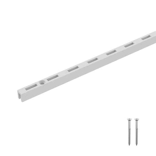 レール　30cm　ラブリコ　棚　壁面収納　ホワイト 側面から見た白い棚の全体像、支持金具が付いた状態