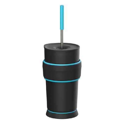 ストロータンブラー 550ml ゲーミングタンブラー ステンレス ブラックブルー画像