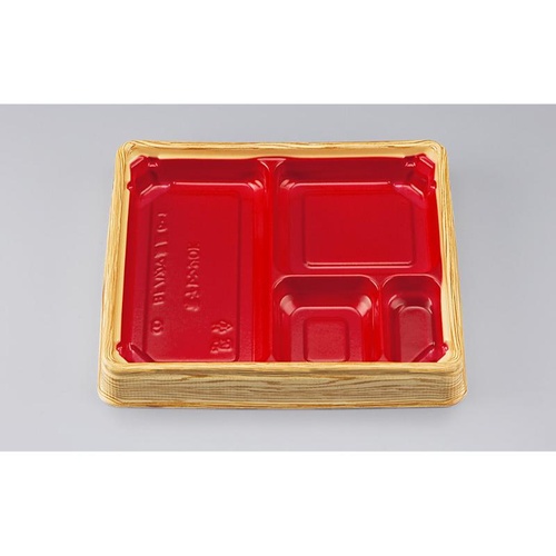シーピー化成 弁当容器 BFハカマ集膳6-1 杉板赤 本体(N)画像