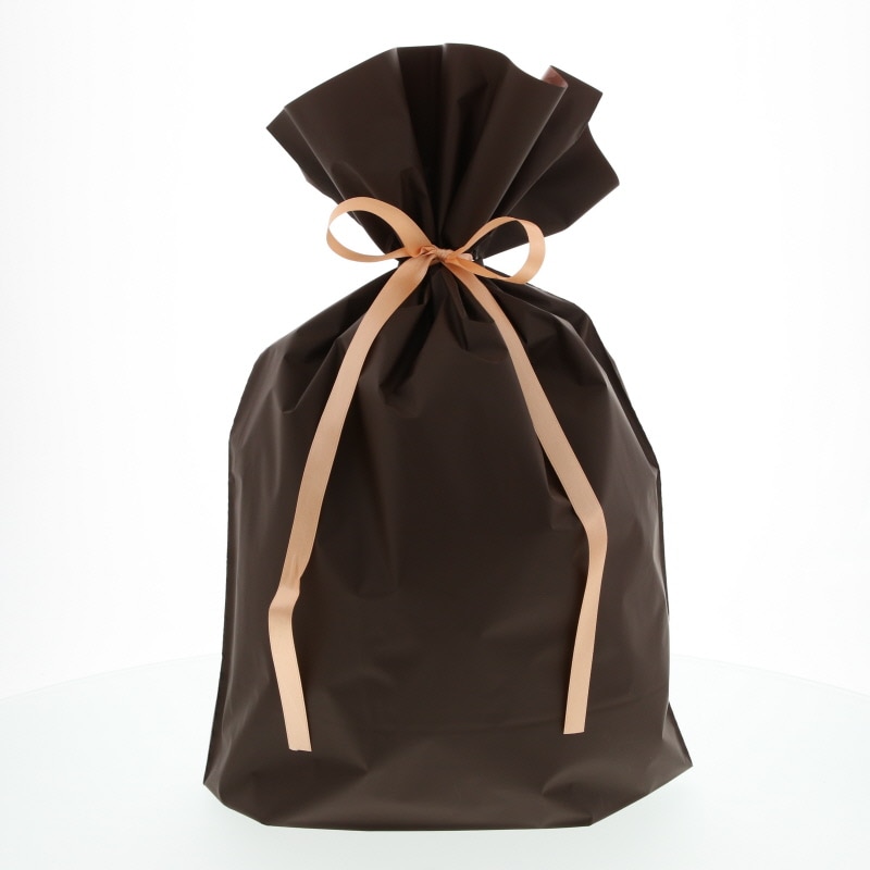 ＦＫ２４１０　梨地巾着袋　ブラウンＬ　２０枚入
