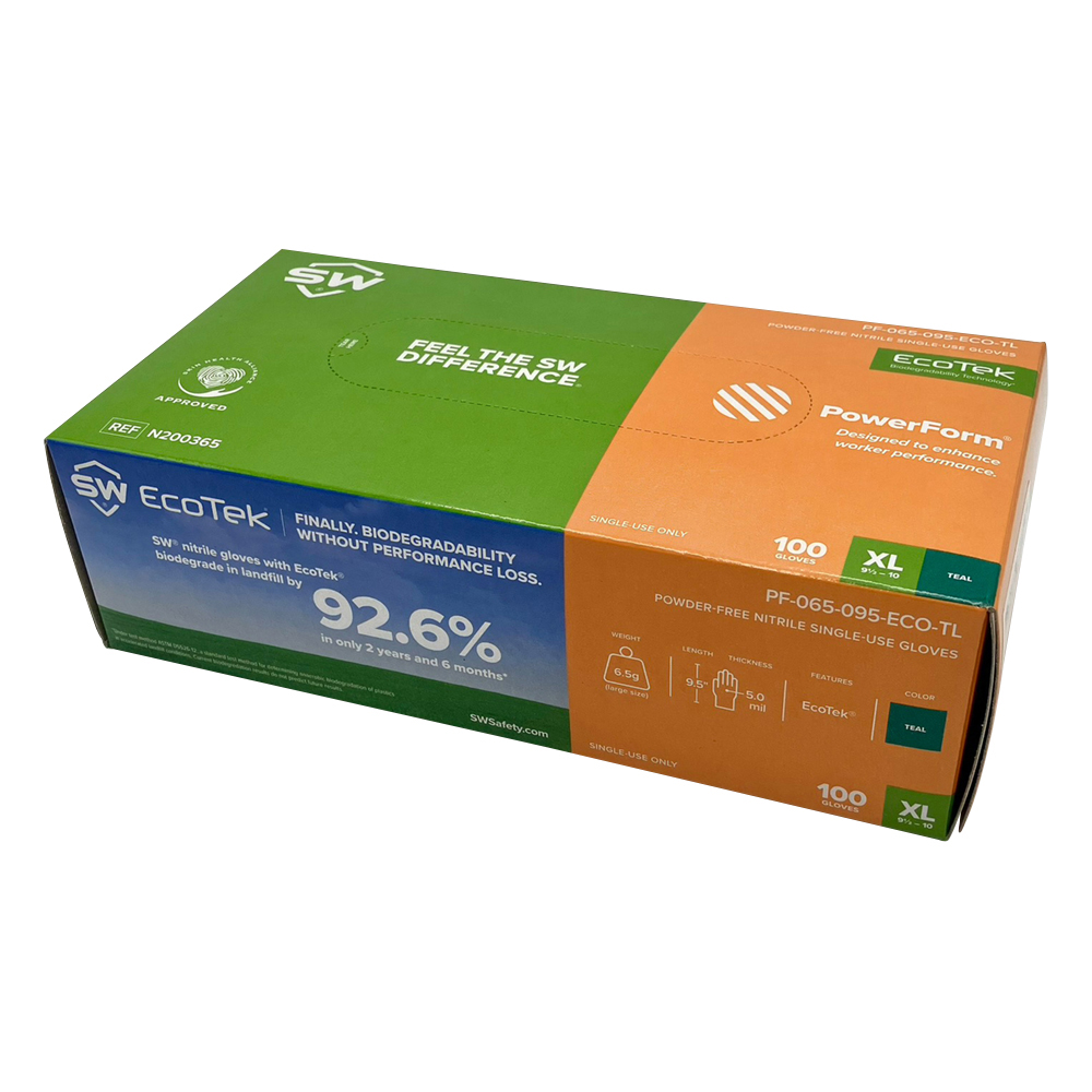環境にやさしい緑のニトリル手袋　POWERFORM　S6　XL　100枚入画像