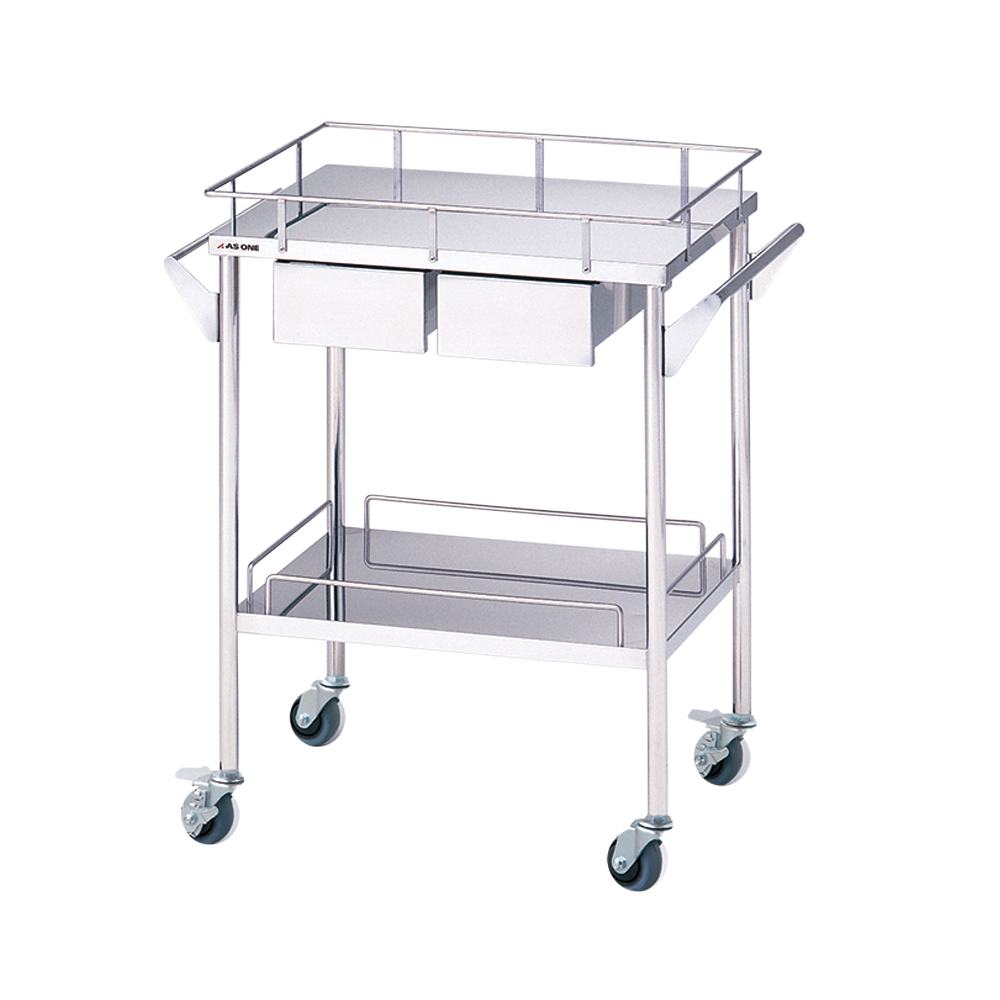ステンレスグリーンカート(静音タイプ) 2段 引出付(2個) 720×450×835mm