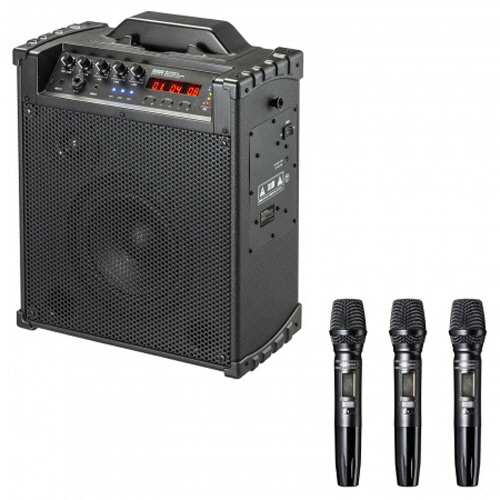 ﾜｲﾔﾚｽﾏｲｸ付き拡声器ｽﾋﾟｰｶｰ(ﾊﾞｯﾃﾘｰ内蔵･ﾜｲﾔﾚｽﾏｲｸ3本対応) 1台画像