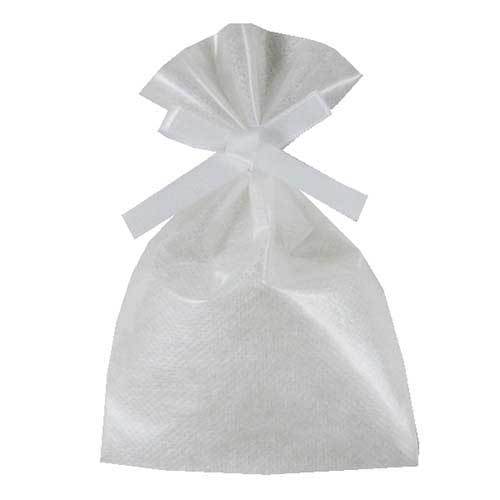 ソフトバッグクリア 2穴リボン巾着 S1 白画像